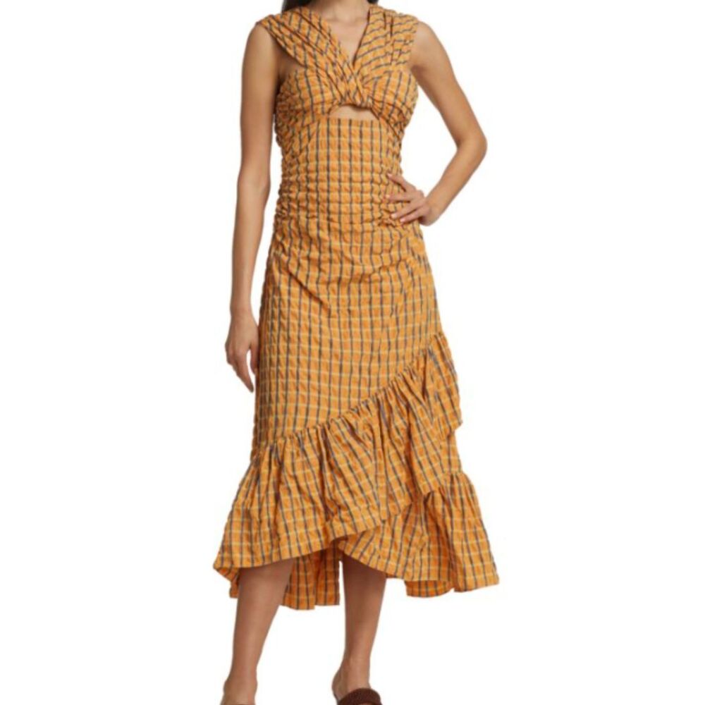 NWT Cinq à Sept Plaid Midi Lola Dress - Size 12